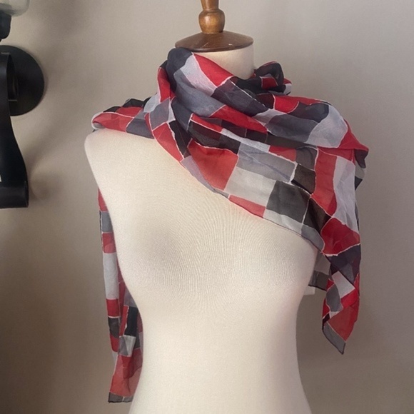 Anthropologie Red, Black, and Grey Checkered Scarf - Picture 4 of 4